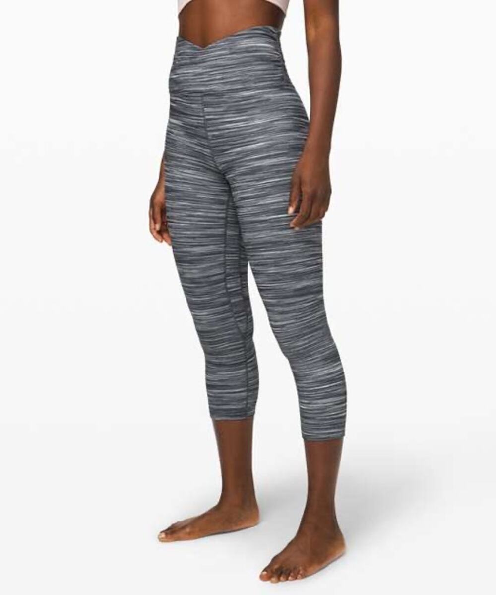 279-Lululemon Align HR Crop 21 V Waist Space Dye Heathered Gray Size 6